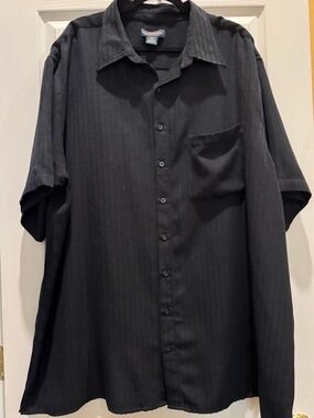 Canyon Ridge Men 3XLT Black Button-Up Shirt with Chest Pocket 100% polyester